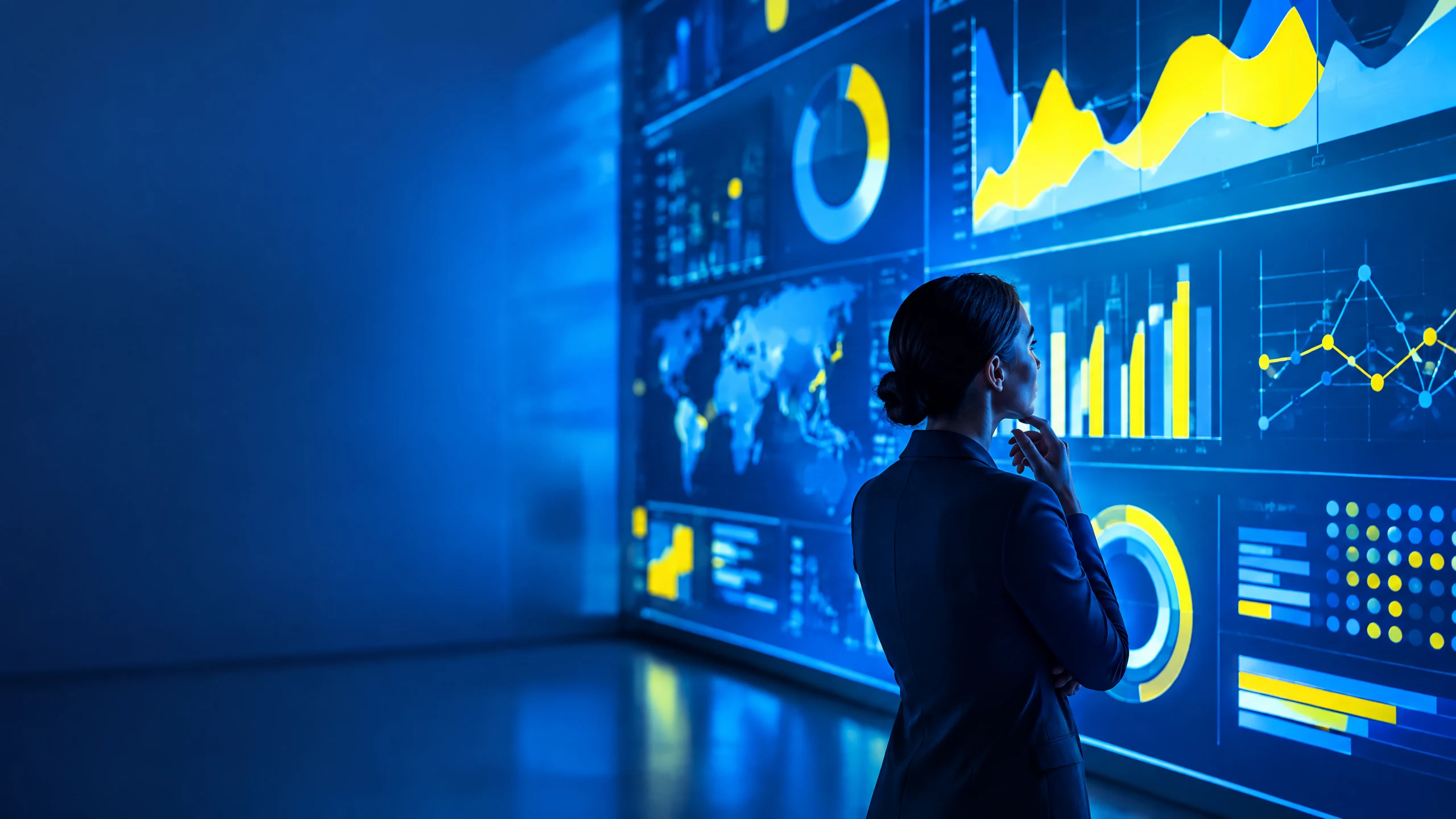 Analyst looking at a data display